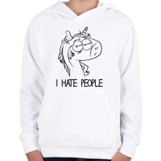 PRINTFASHION Utálom az embereket - Gyerek kapucnis pulóver - Fehér