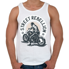 PRINTFASHION Utcai motoros - street rebellion - Férfi atléta - Fehér atléta, trikó