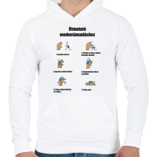 PRINTFASHION Útmutató medve támadásokhoz - Férfi kapucnis pulóver - Fehér férfi pulóver, kardigán