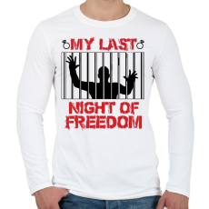 PRINTFASHION Utolsó szabad éjszaka - Legénybúcsú - Férfi hosszú ujjú póló - Fehér