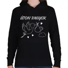 PRINTFASHION Úton vagyok - Női kapucnis pulóver - Fekete női pulóver, kardigán