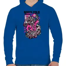 PRINTFASHION Ütős - Férfi kapucnis pulóver - Királykék férfi pulóver, kardigán