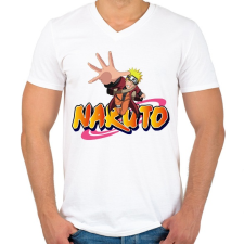 PRINTFASHION Uzumaki Naruto - Férfi V-nyakú póló - Fehér férfi póló