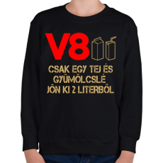 PRINTFASHION V8 benzin - Gyerek pulóver - Fekete