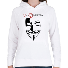 PRINTFASHION V for Vendetta - Női kapucnis pulóver - Fehér női pulóver, kardigán