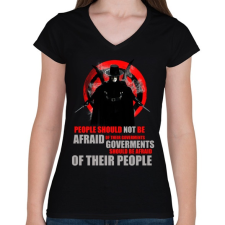 PRINTFASHION v for vendetta quotes - Női V-nyakú póló - Fekete női póló