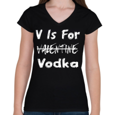 PRINTFASHION V for vodka - Női V-nyakú póló - Fekete