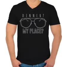 PRINTFASHION Vacsora? Nálam? - Dahmer - Férfi V-nyakú póló - Fekete férfi póló