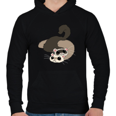 PRINTFASHION Vadas és bézs színű vadászgörények - Férfi kapucnis pulóver - Fekete
