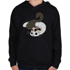 PRINTFASHION Vadas és fehér színű vadászgörény - Gyerek kapucnis pulóver - Fekete