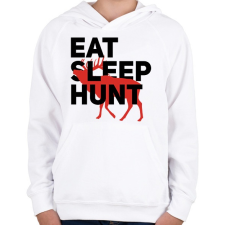 PRINTFASHION Vadász (Eat Sleep Hunt) - Gyerek kapucnis pulóver - Fehér gyerek pulóver, kardigán