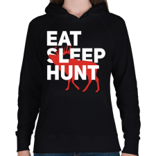PRINTFASHION Vadász (Eat, Sleep, Hunt) - Női kapucnis pulóver - Fekete női pulóver, kardigán