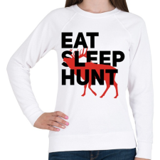 PRINTFASHION Vadász (Eat Sleep Hunt) - Női pulóver - Fehér női pulóver, kardigán