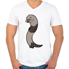 PRINTFASHION Vadász Görény - Férfi V-nyakú póló - Fehér