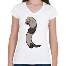 PRINTFASHION Vadász Görény - Női V-nyakú póló - Fehér