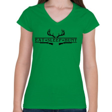 PRINTFASHION Vadászat - Női V-nyakú póló - Zöld női póló
