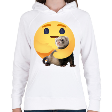 PRINTFASHION Vadászgörény - Női kapucnis pulóver - Fehér női pulóver, kardigán