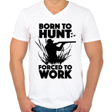 PRINTFASHION Vadásznak született - Férfi V-nyakú póló - Fehér férfi póló