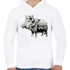 PRINTFASHION Vaddisznó - Férfi kapucnis pulóver - Fehér