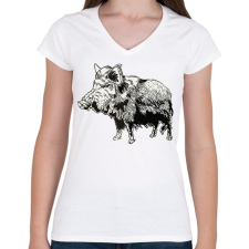 PRINTFASHION Vaddisznó - Női V-nyakú póló - Fehér női póló