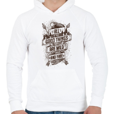 PRINTFASHION Vadon és szabadon - Férfi kapucnis pulóver - Fehér