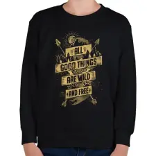PRINTFASHION Vadon és szabadon - Gyerek pulóver - Fekete gyerek pulóver, kardigán