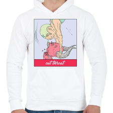 PRINTFASHION Vágd el a torkát - Férfi kapucnis pulóver - Fehér férfi pulóver, kardigán