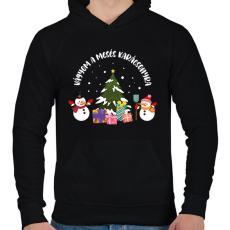 PRINTFASHION Vágyom a mesés karácsonyra - Férfi kapucnis pulóver - Fekete
