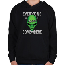 PRINTFASHION Valahol mindenki egy Alien - Gyerek kapucnis pulóver - Fekete gyerek pulóver, kardigán