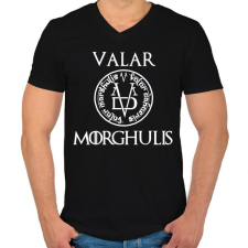 PRINTFASHION Valar Morghulis - Férfi V-nyakú póló - Fekete férfi póló