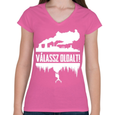 PRINTFASHION Válassz!  - Női V-nyakú póló - Rózsaszín