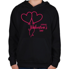 PRINTFASHION Valentin nap  - Gyerek kapucnis pulóver - Fekete