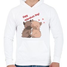 PRINTFASHION Valentin napi capybara - Férfi kapucnis pulóver - Fehér férfi pulóver, kardigán