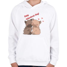 PRINTFASHION Valentin napi capybara - Gyerek kapucnis pulóver - Fehér gyerek pulóver, kardigán