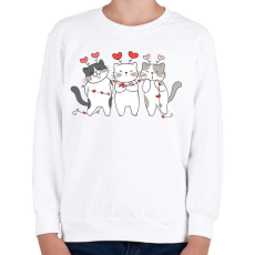 PRINTFASHION Valentin napi cicák - Gyerek pulóver - Fehér