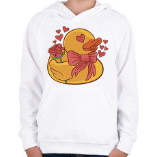PRINTFASHION Valentin napi kacsa - Gyerek kapucnis pulóver - Fehér