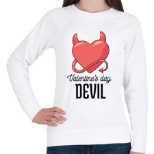 PRINTFASHION Valentine's day Devil - Női pulóver - Fehér női pulóver, kardigán