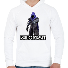 PRINTFASHION Valorant Omen - Férfi kapucnis pulóver - Fehér férfi pulóver, kardigán