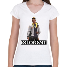 PRINTFASHION Valorant Phoenix - Női V-nyakú póló - Fehér
