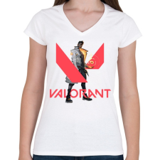 PRINTFASHION Valorant Phoenix - Női V-nyakú póló - Fehér női póló