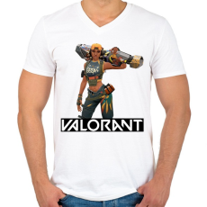 PRINTFASHION Valorant Raze - Férfi V-nyakú póló - Fehér