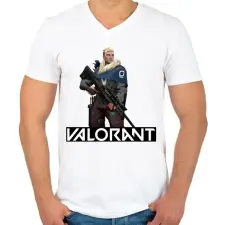 PRINTFASHION Valorant Sova - Férfi V-nyakú póló - Fehér férfi póló