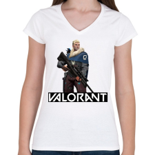 PRINTFASHION Valorant Sova - Női V-nyakú póló - Fehér női póló