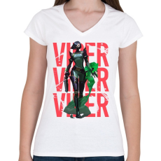 PRINTFASHION Valorant Viper - Női V-nyakú póló - Fehér