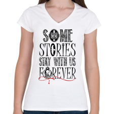 PRINTFASHION Vámpír Naplók - Some stories - Női V-nyakú póló - Fehér női póló