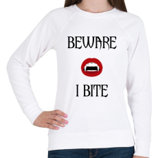 PRINTFASHION VAMPIRE - BEWARE I BITE - Női pulóver - Fehér