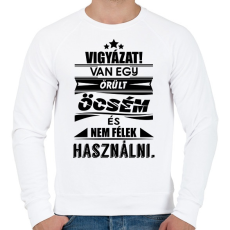 PRINTFASHION Van egy őrült öcsém - Férfi pulóver - Fehér