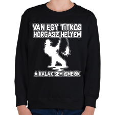 PRINTFASHION Van egy titkos horgász helyem - Gyerek pulóver - Fekete gyerek pulóver, kardigán