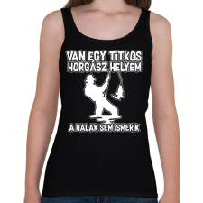 PRINTFASHION Van egy titkos horgász helyem - Női atléta - Fekete női trikó