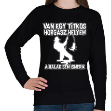 PRINTFASHION Van egy titkos horgász helyem - Női pulóver - Fekete